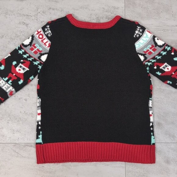 Urban Heritage Ugly Christmas Sweater Sequin Penguin Fair Isle Festive Holiday - Picture 9 of 10